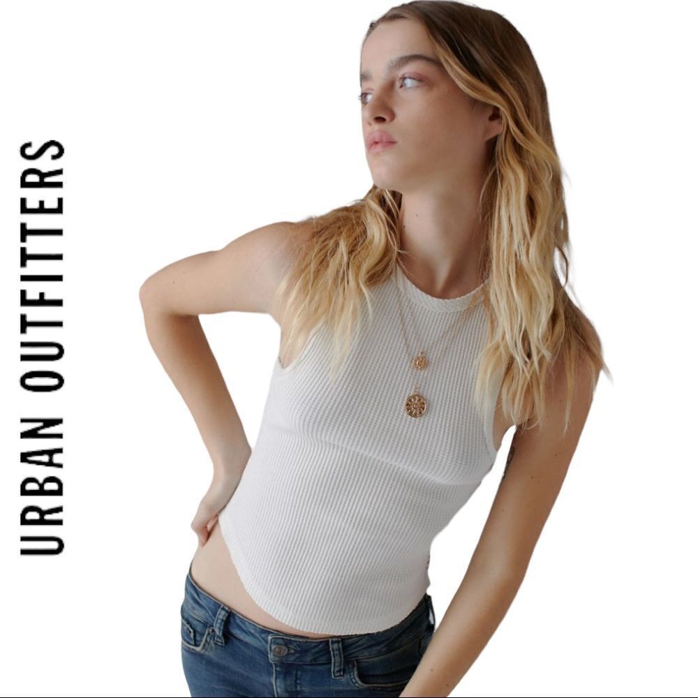 NEW BDG Urban Outfitters UO Paula Cream Waffle Racerback Tank Top